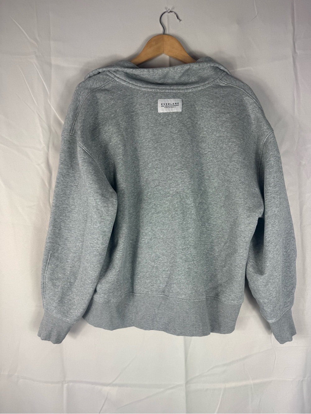 Everlane Light Grey Half-Zip Pullover Sweatshirt - Picture 7 of 9
